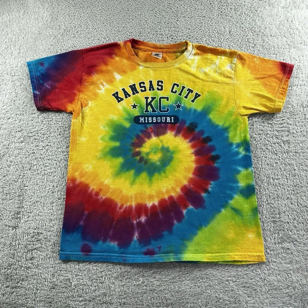 Colortone Tie Dye Destination T Shirt Mens Small Kansas City Missouri‎ Bright